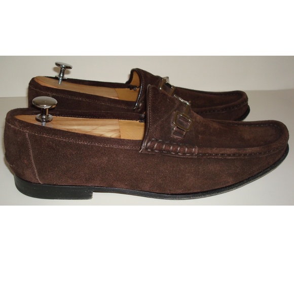 GUCCI Brown Suede Leather w/ Silver Horse Bits Moc Toe Loafers - Picture 5 of 12